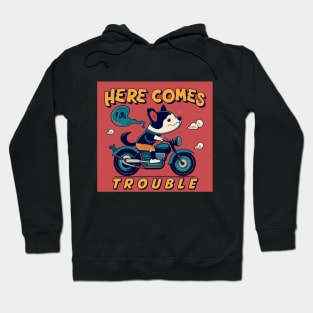 Here comes Trouble the dog biker Hoodie